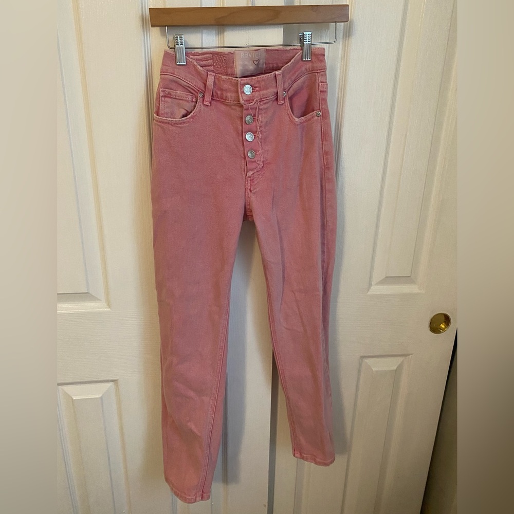 Pink straight high rise revice jeans